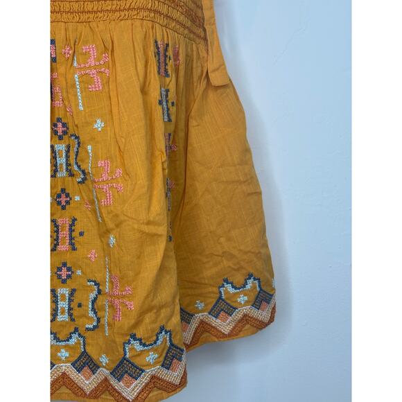 Anthropologie Gold Embroidered Swing Tank bow tie straps boho Size Small - Picture 9 of 11